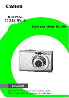 Canon Digital Ixus 95 IS manual. Camera Instructions.
